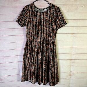 LulaRoe‎ Black Orange Amelia Dress Size XL